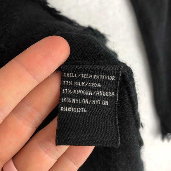 E by ECI Women's Size Small Black Silk Angora Blend Long Sleeve Frayed Jacket - Picture 8 of 10